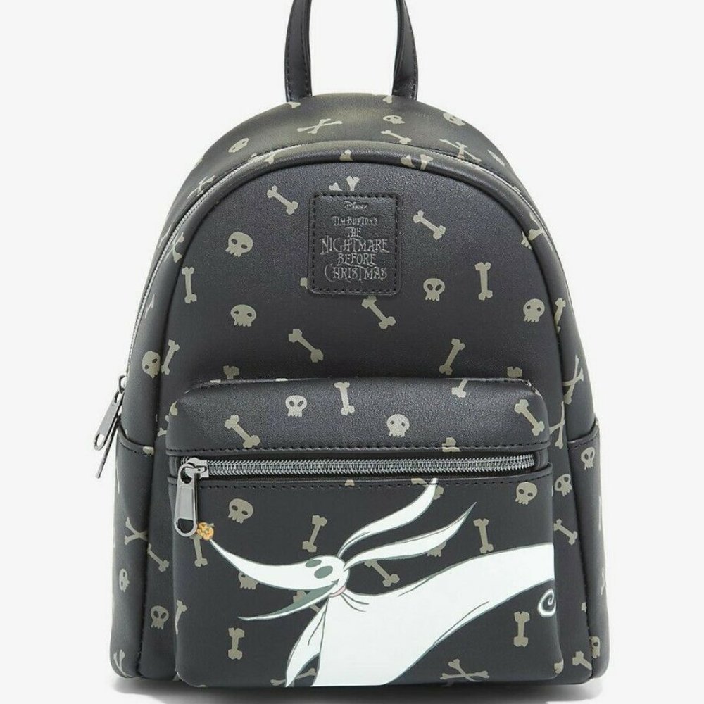 Loungefly Nightmare Before Christmas Zero Mini Backpack Skulls Bones Pattern Bag - Picture 1 of 4